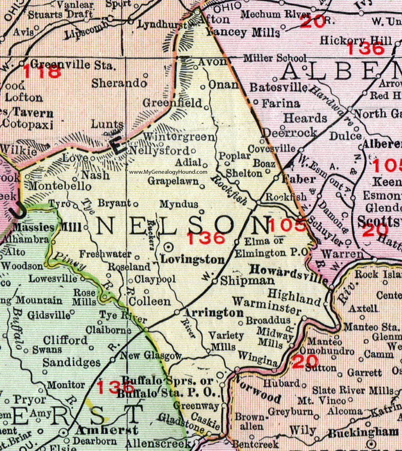 Map Of Nelson County Va Nelson County, Virginia, Map, 1911, Rand McNally, Lovingston 