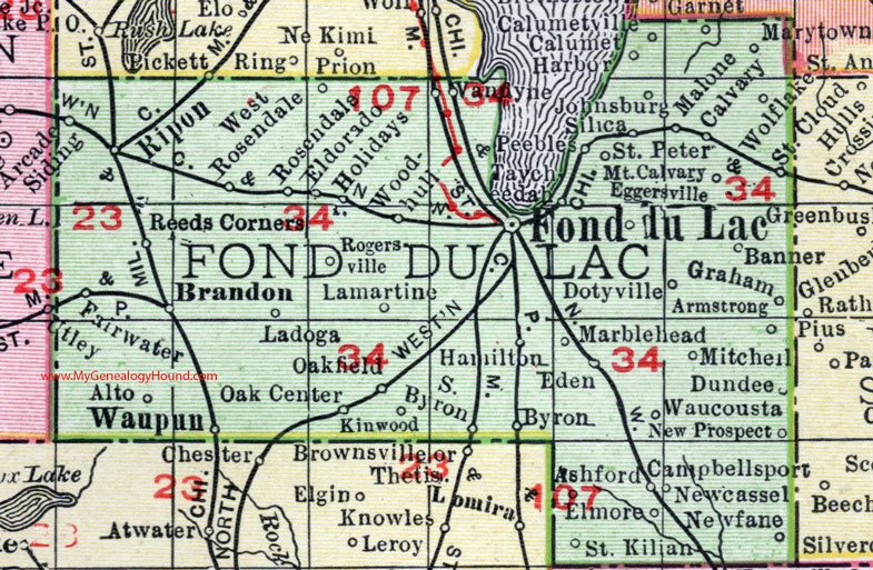 Fond Du Lac County Wisconsin 1912 Map Ripon 