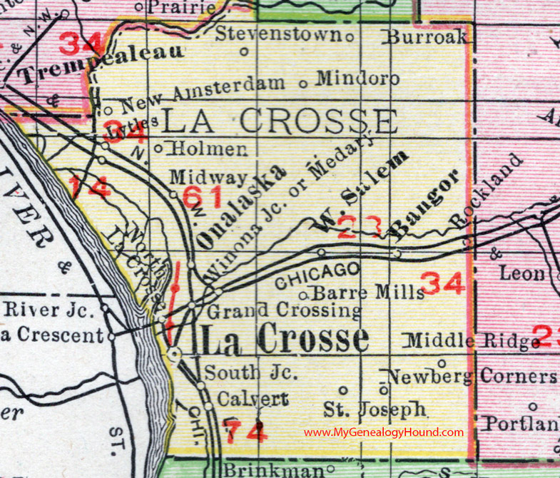 La Crosse County Wisconsin 1912 Map La Crosse City 