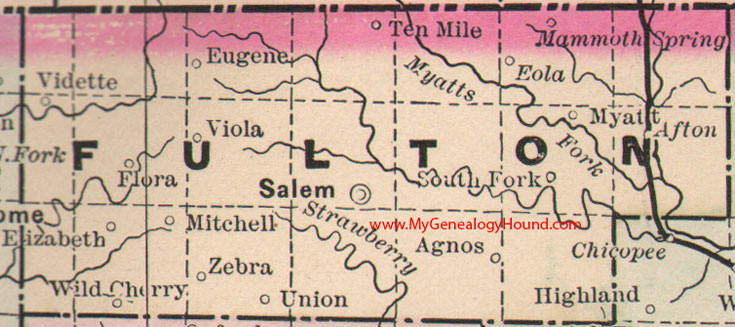 Fulton County, Arkansas 1889 Map