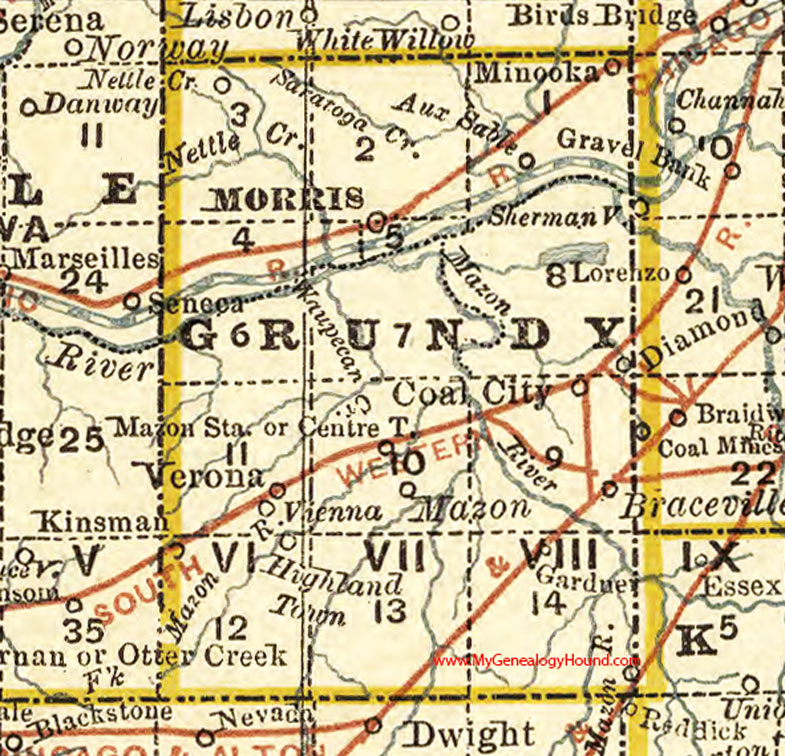 Grundy County Illinois Map Grundy County, Illinois 1881 Map, Morris