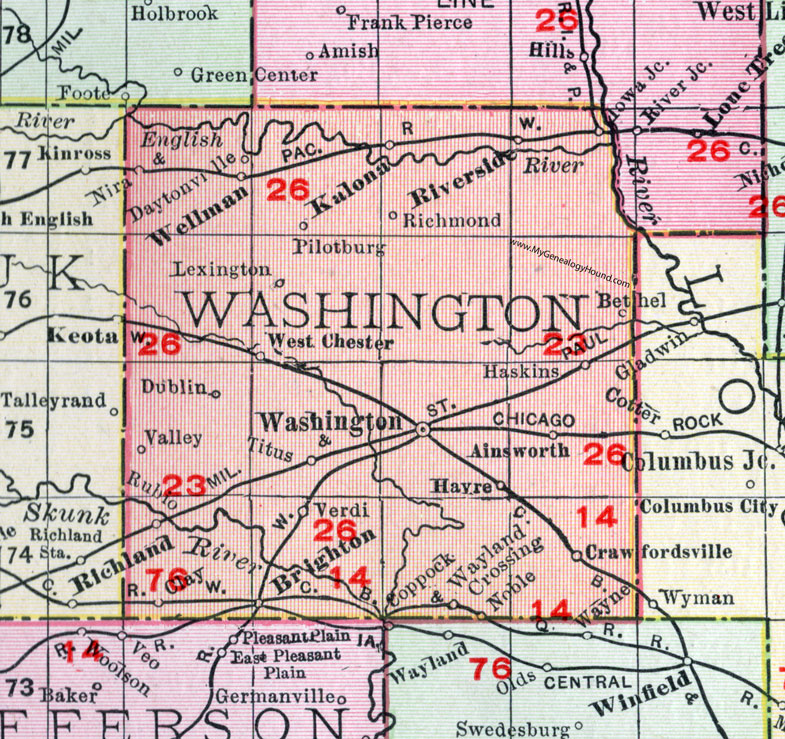 Ia Washington County Iowa 1911 Map 