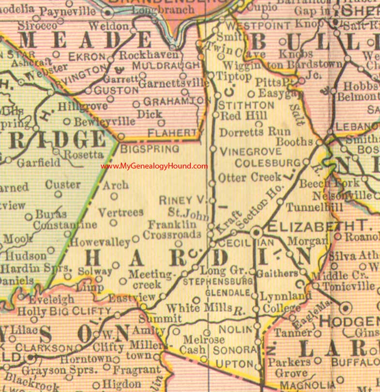 Ky Hardin County Kentucky 1905 Map 