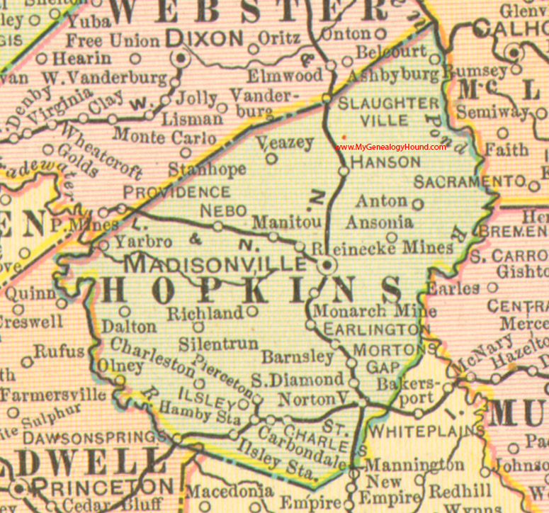 Hopkins County Ky Map Hopkins County, Kentucky 1905 Map Madisonville, KY