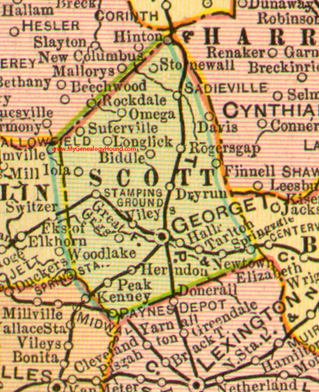 map of georgetown kentucky Scott County Kentucky 1905 Map Georgetown Ky map of georgetown kentucky