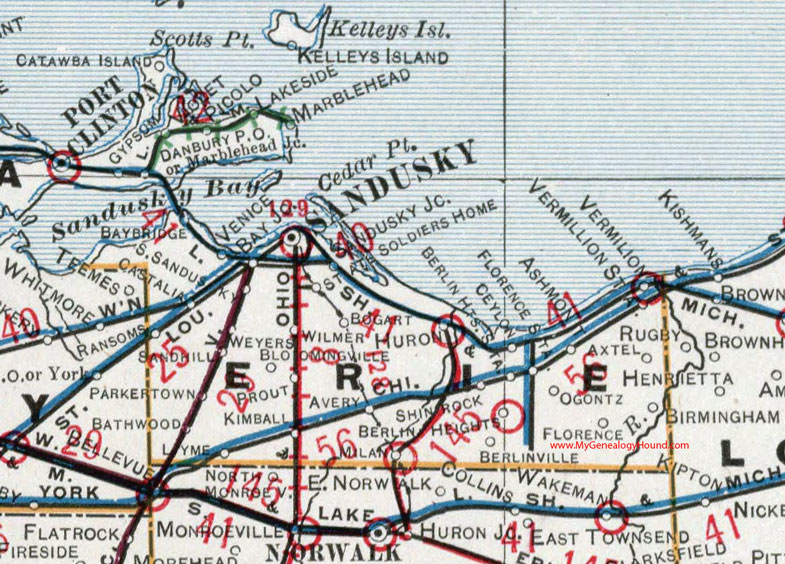 OH Erie County Ohio 1901 Map By Cram Sandusky 