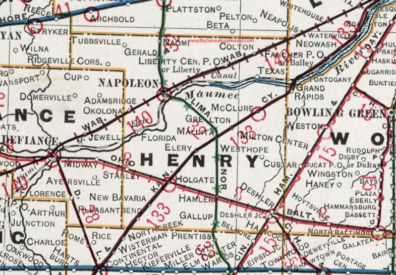 Henry County, Ohio 1901 Map Napoleon, OH