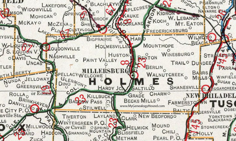 OH Holmes County Ohio 1901 Map By Cram Millersburg 