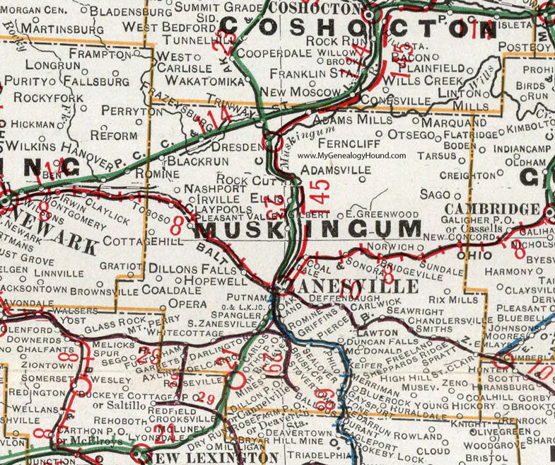 Muskingum County Ohio Map Muskingum County, Ohio 1901 Map, Zanesville, OH