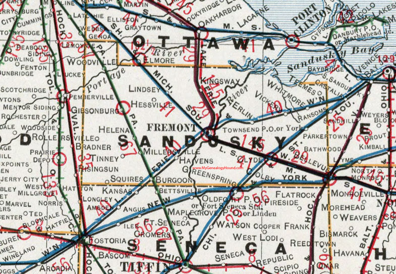 Sandusky County, Ohio 1901 Map, Fremont, OH