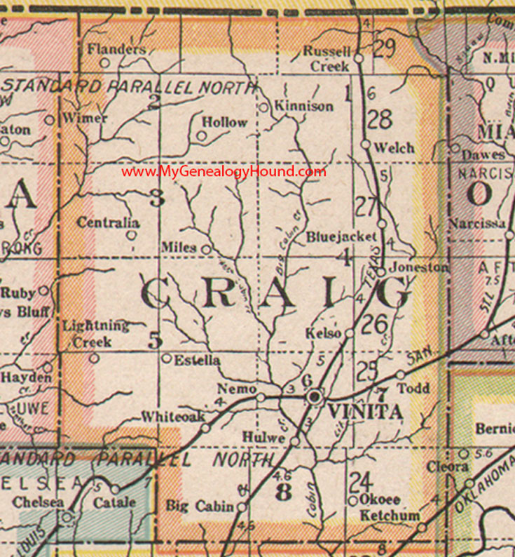 Craig County, Oklahoma 1922 Map