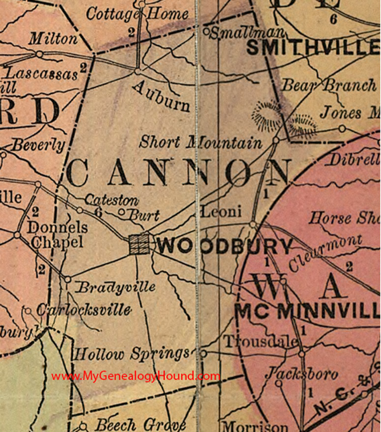 Cannon County, Tennessee 1888 Map
