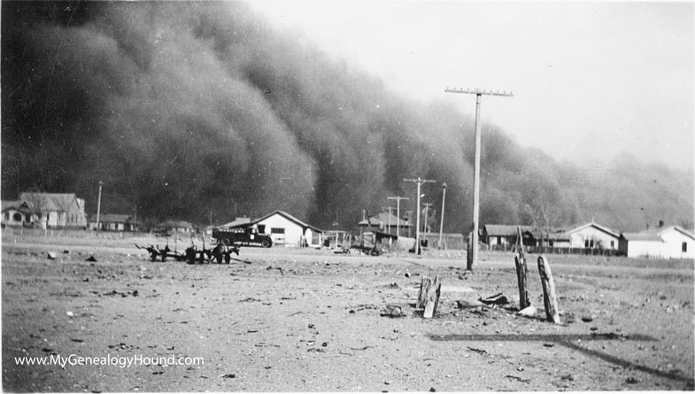 Dust storm rolling into Baca County, Colorado, 1936, photo b y D. L. Kernodle. Depression Era, Dust Bowl.