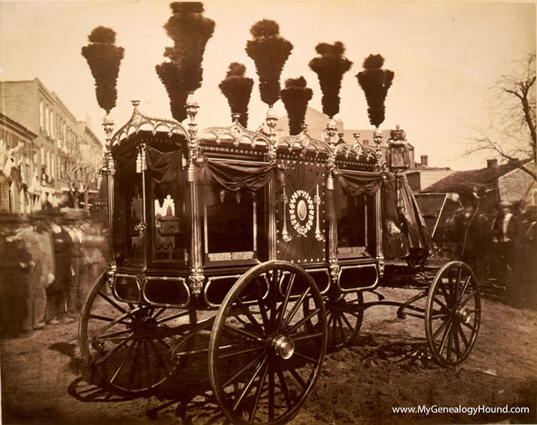 Hearse used to carry the body of President Abraham Lincoln, May, 1865, historic photo