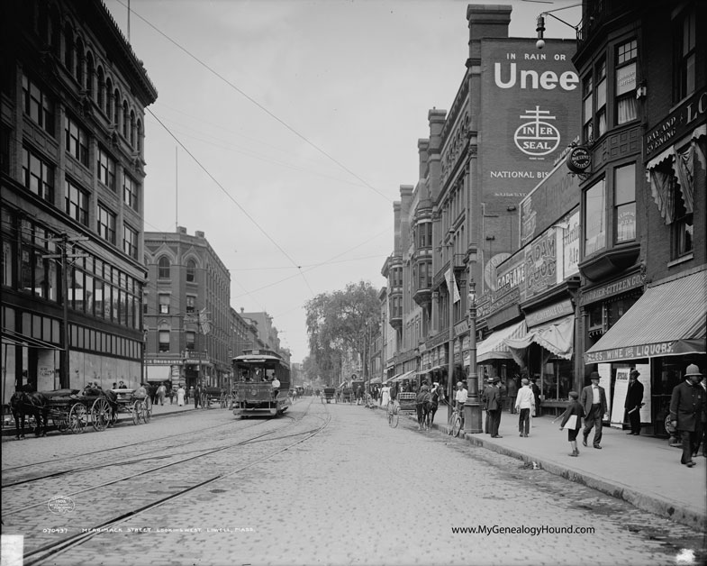 Lowell, Massachusetts, Merrimack Street, Looking West, 1908, historic photo