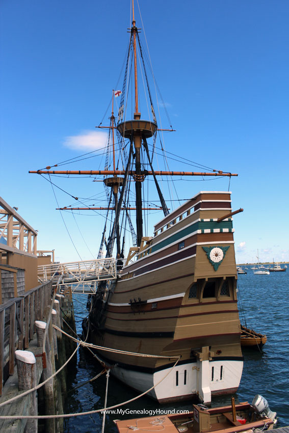 The Mayflower II as viewed from the stern or back of the ship. The Mayflower II is normally docked at Plymouth, Massachusetts where it is available for tours.
