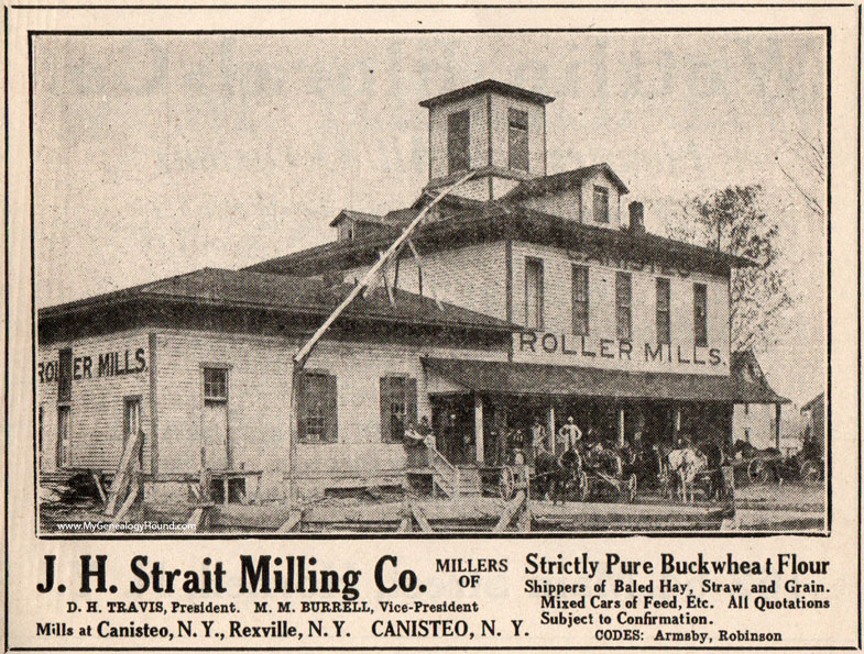 Canisteo, New York, J. H Strait Milling Co. Roller Mills, ad image, photo