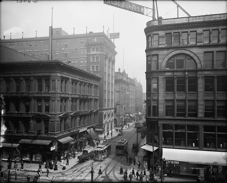 Cincinnati, Ohio, Vine Street, 1907, historic photo