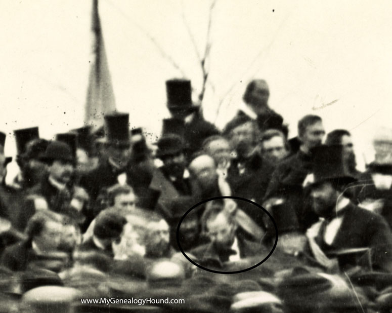 Detail of Abraham Lincoln on the day of the Gettysburg Address, 1863, historic photo.