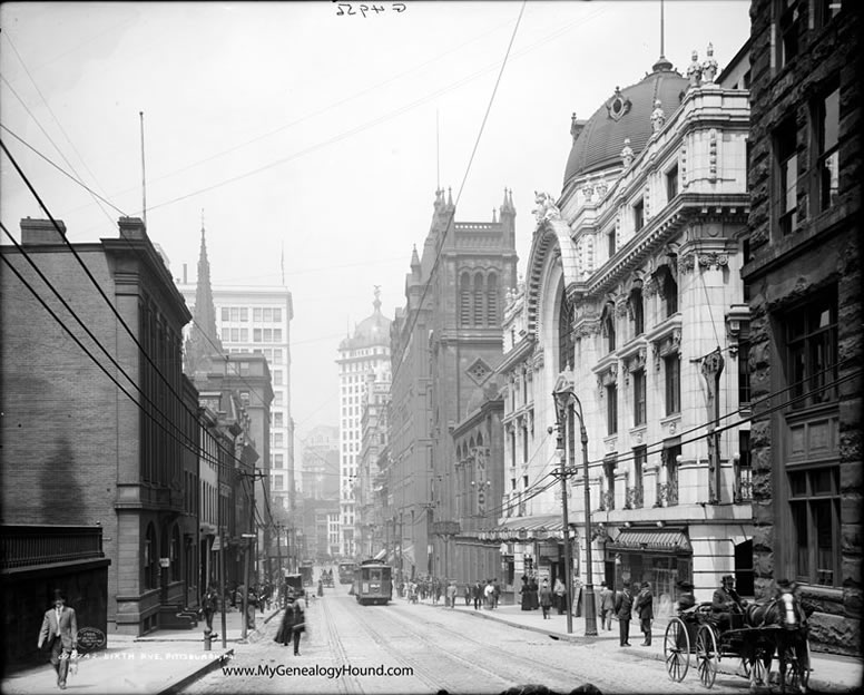 Pittsburgh, Pennsylvania, Sixth Avenue at Cherry Avenue, 1908, The Nixon Theatre, historic photo