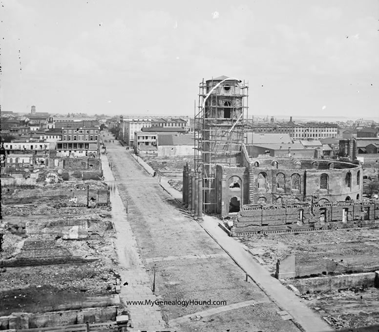 Charleston, South Carolina, Ruins of Circular Church on Meeting Street, 1865, historic photo