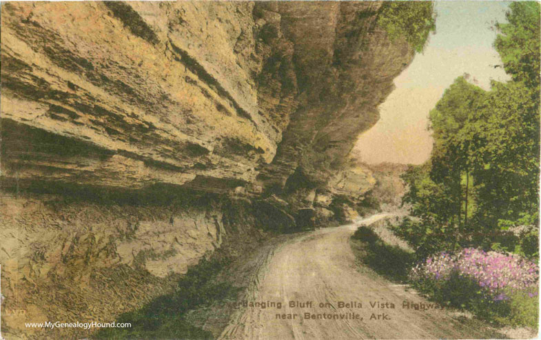 Bella Vista, Arkansas,Overhanging Bluff on Bella Vista Highway, vintage postcard photo