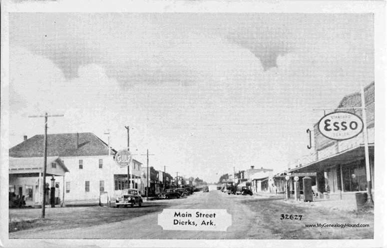 Dierks, Arkansas, Main Street, vintage postcard, historic photo