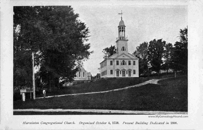 Harwinton, Connecticut, Congregational Church, vintage postcard photo