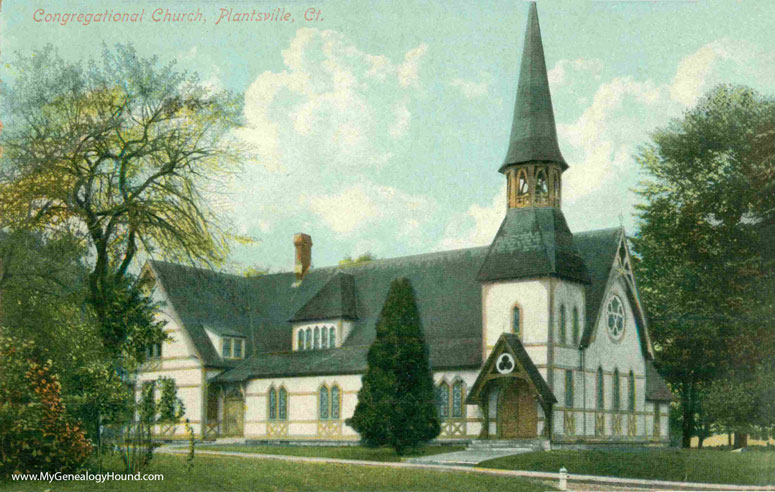 Plantsville, Connecticut, Congregational Church, vintage postcard photo