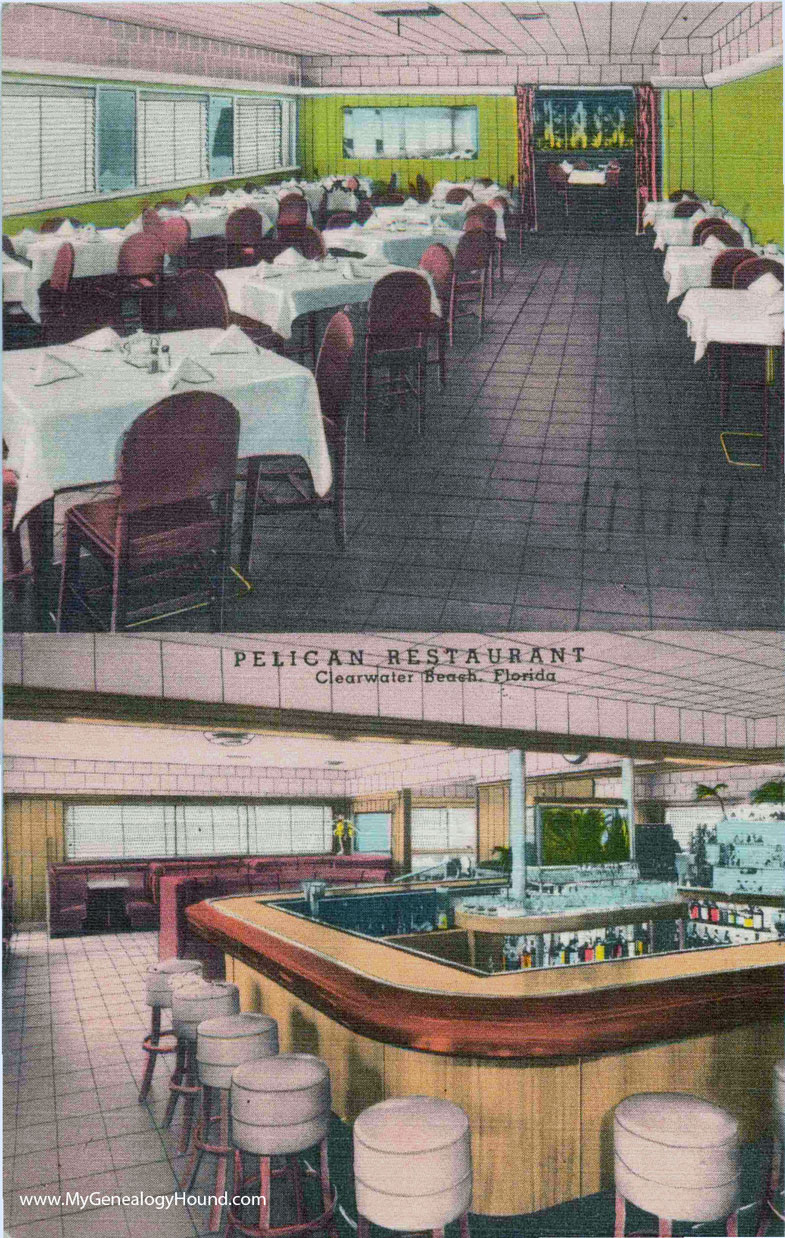Clearwater, Florida, Pelican Restaurant, vintage postcard photo