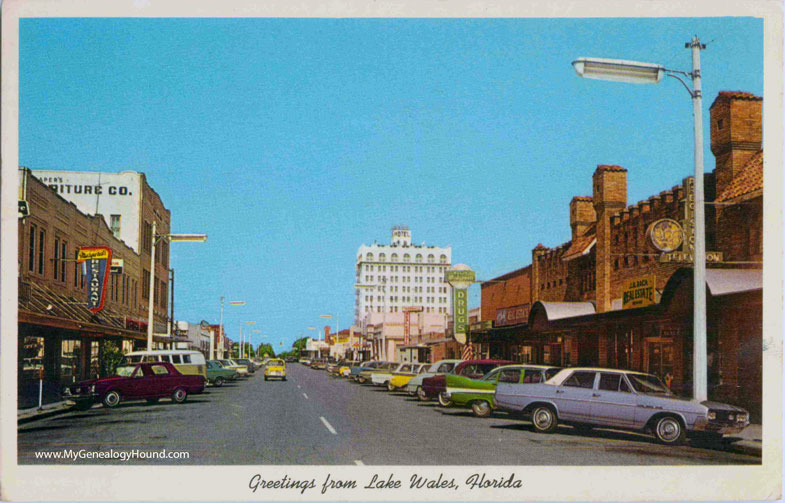 Lake Wales, Florida, Business Street, vintage postcard photo