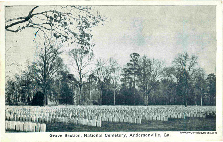 Grave Section, National Cemetery, Andersonville, Georgia, vintage postcard