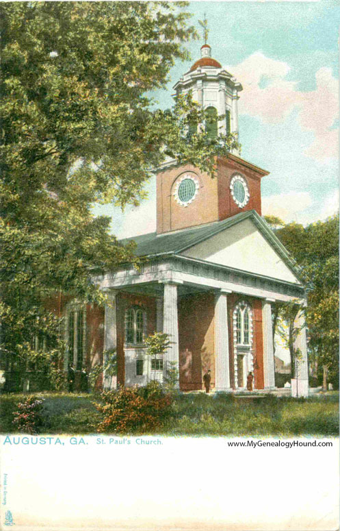 St. Paul's Church, Augusta, Georgia as viewed from an angle. This version is by Raphael Tuck & Sons.