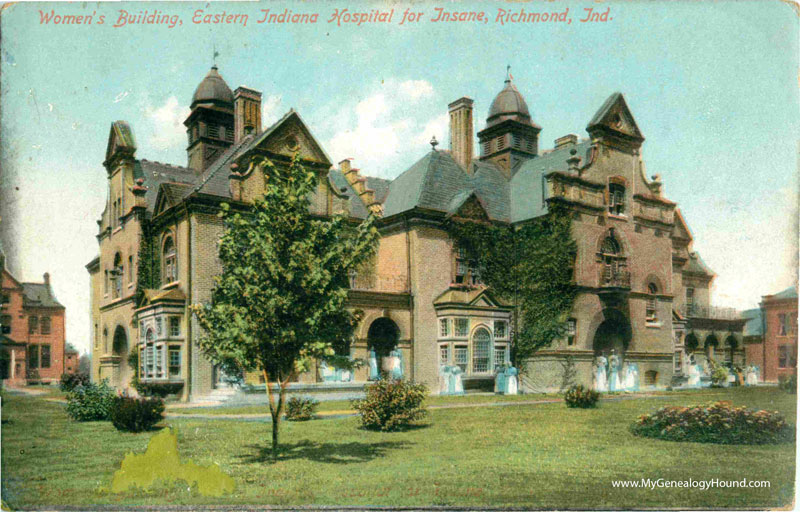 Richmond, Indiana, Womens Building, Eastern Indiana Hospital for the Insane, vintage postcard, historic photo
