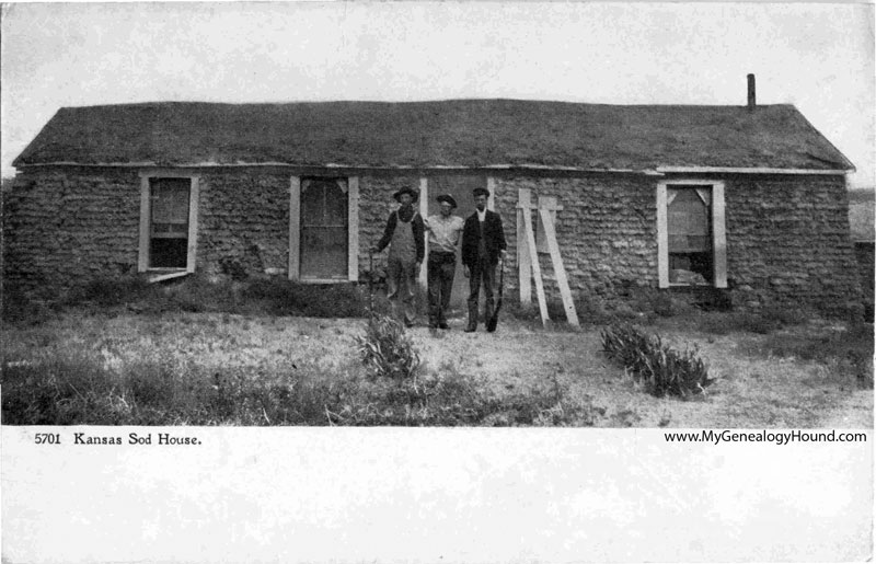 Kansas Sod House, early 1900's, vintage postcard, historic photo, soddie