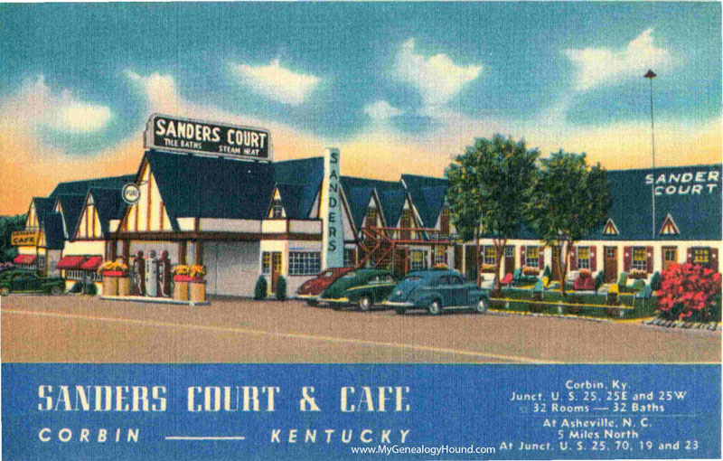 Corbin, Kentucky, Sanders Court and Cafe, vintage postcard, historic photo, Kentucky Fried Chicken