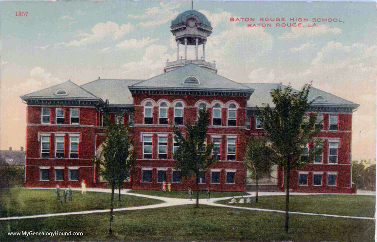 Baton Rouge, Louisiana, Baton Rouge High School, vintage postcard photo