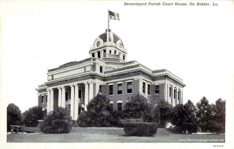 DeRidder, Louisiana, Beauregard Parish Court House, vintage postcard photo