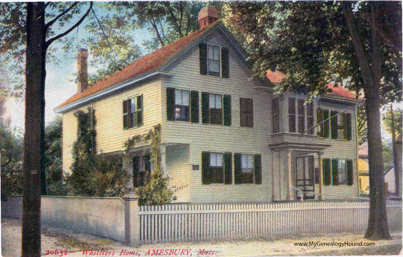 Amesbury, Massachusetts, Home of John Greenleaf Whittier, vintage postcard photo