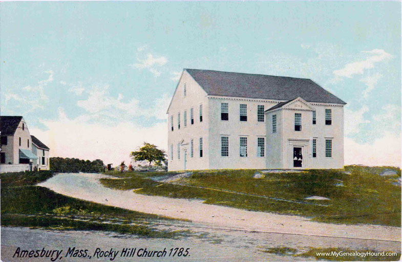 Amesbury, Massachusetts, Rocky Hill Church, vintage postcard photo