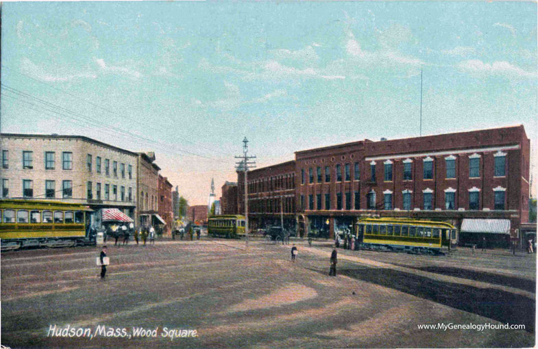 Hudson, Massachusetts, Wood Square, vintage postcard photo