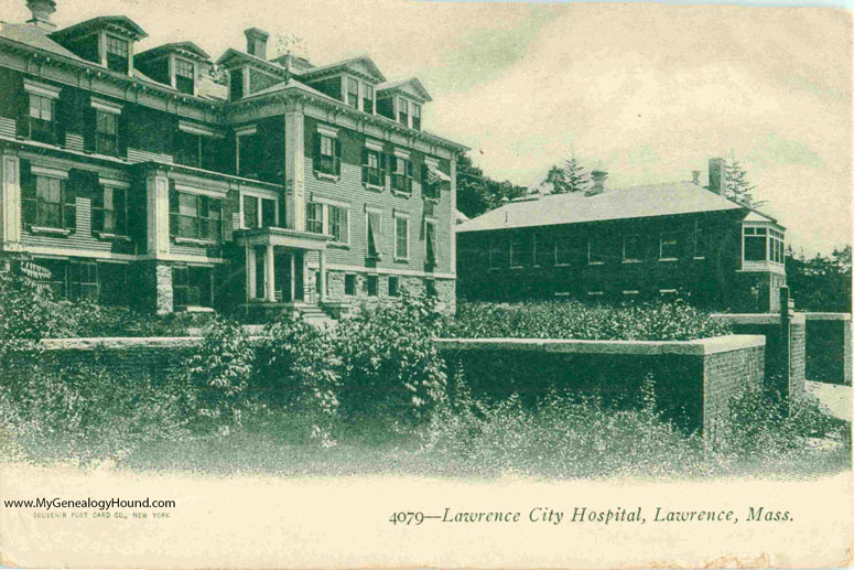 Lawrence, Massachusetts, Lawrence City Hospital, vintage postcard, historic photo