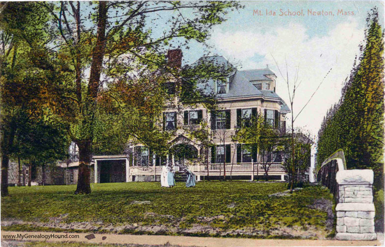 Newton, Massachusetts, Mt. Ida School, vintage postcard photo