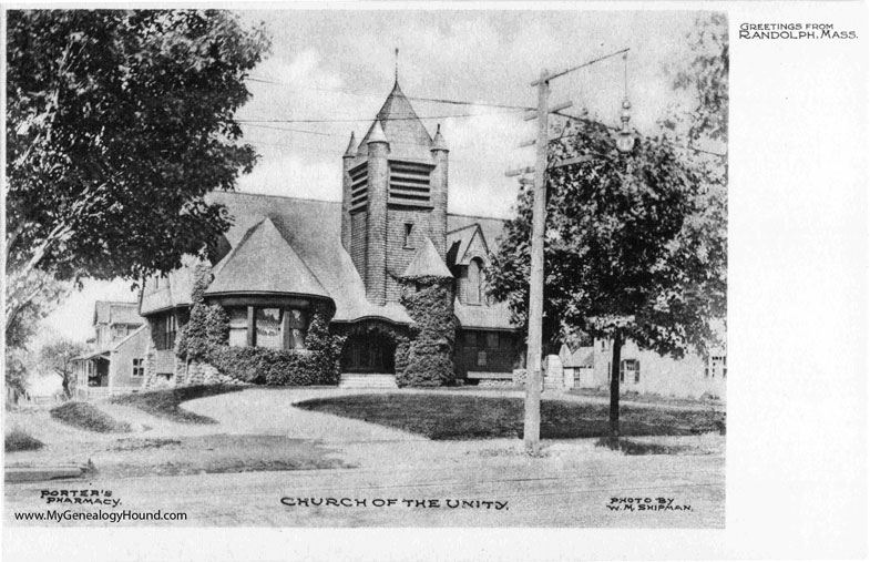 Randolph, Massachusetts, Church of the Unity, vintage postcard photo