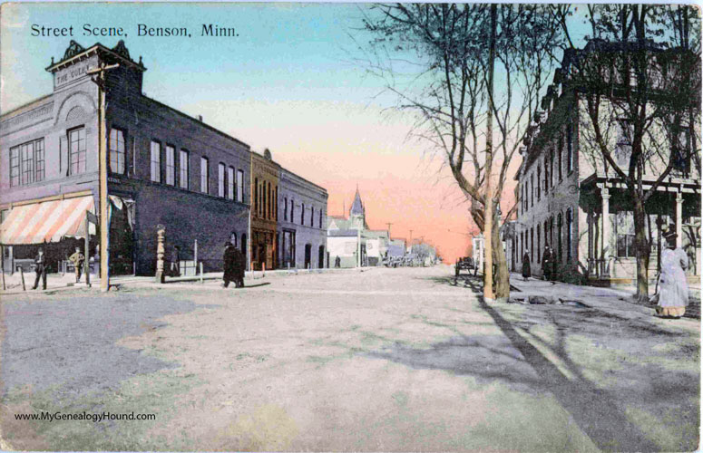 Benson, Minnesota, Street Scene, vintage postcard photo