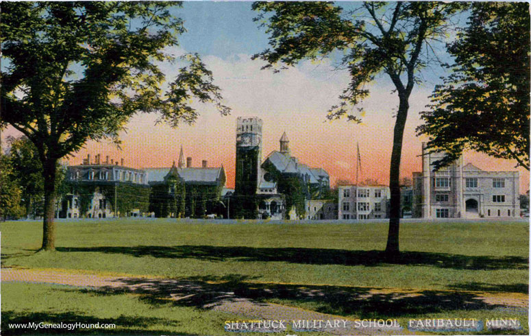 Faribault, Minnesota, Shattuck Military School, vintage postcard photo