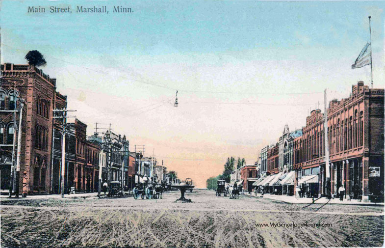 Marshall, Minnesota, Main Street, vintage postcard photo