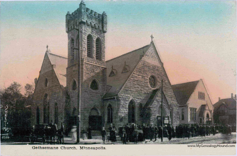 Minneapolis, Minnesota, Gethsemane Church, vintage postcard photo