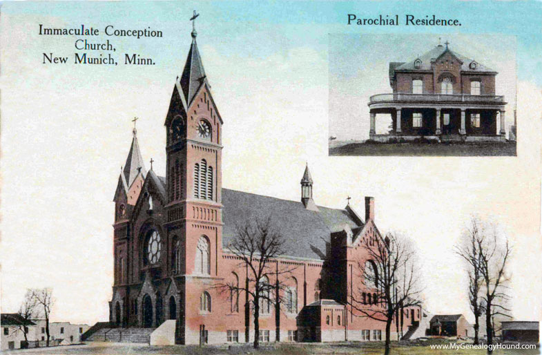 New Munich, Minnesota, Immaculate Conception Church, vintage postcard photo