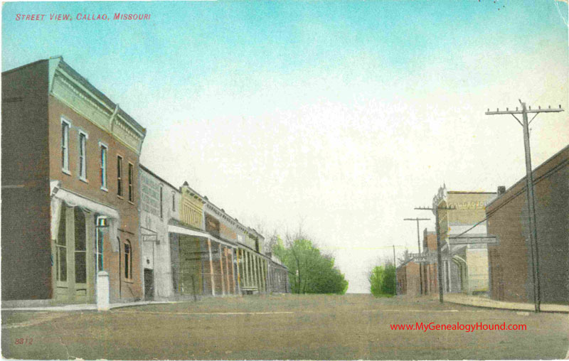Callao, Missouri Street View, vintage postcard, historic view photo
